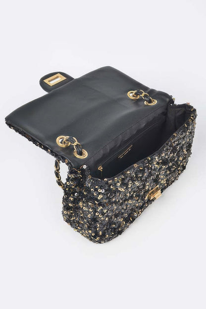 Sequins Flap Shoulder Bag