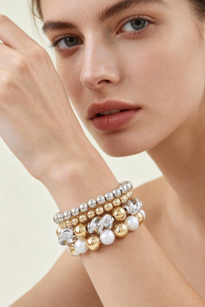 Two Toned Twist Beaded Bracelet