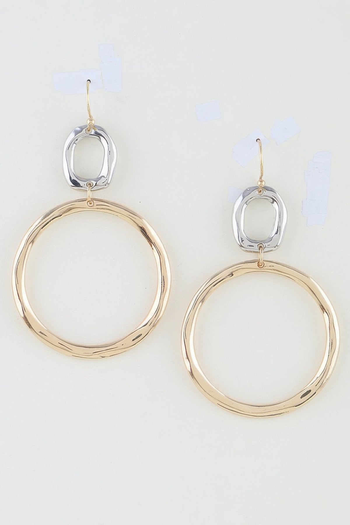 Two-tone Organic Hoop Drop Earrings