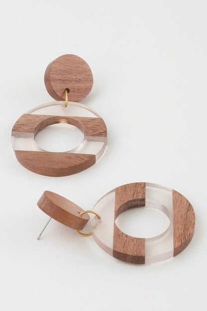 Two Toned Retro Grain Drop Earrings