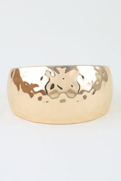 Wide Hammered Dome Cuff Bracelet