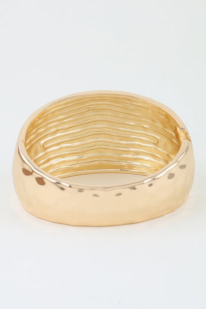 Wide Hammered Dome Cuff Bracelet