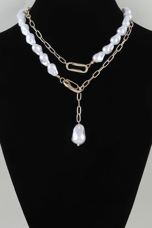 Stone Beaded Chain Clasp Statement Necklace