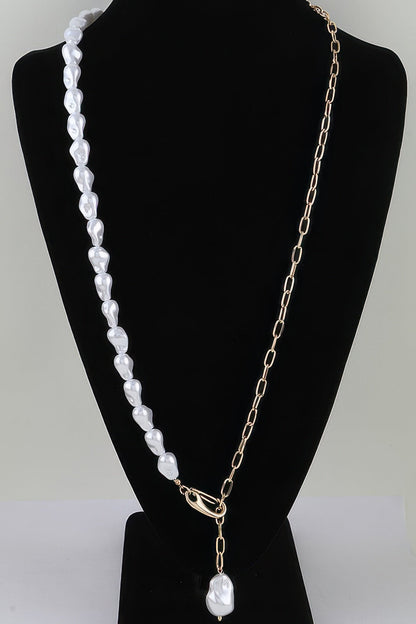 Stone Beaded Chain Clasp Statement Necklace