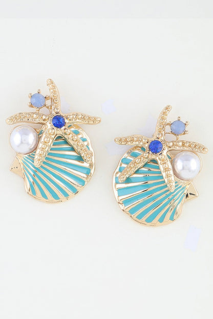 Summer Starfish Shell Stud Earrings