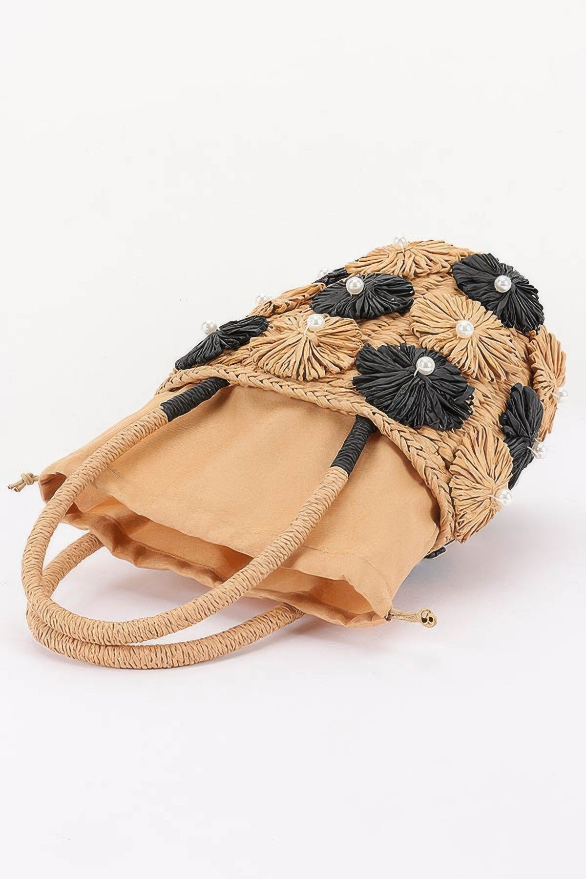 Faux Straw Flower Barrel Clutch