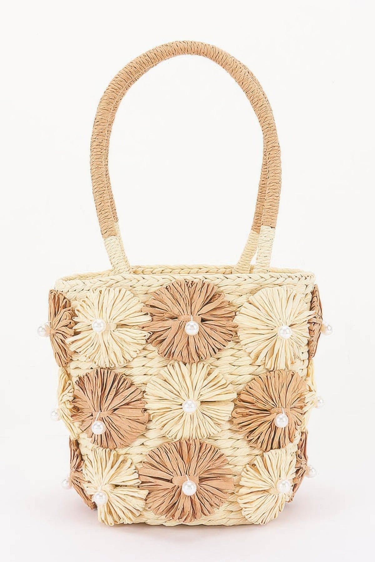 Faux Straw Flower Barrel Clutch