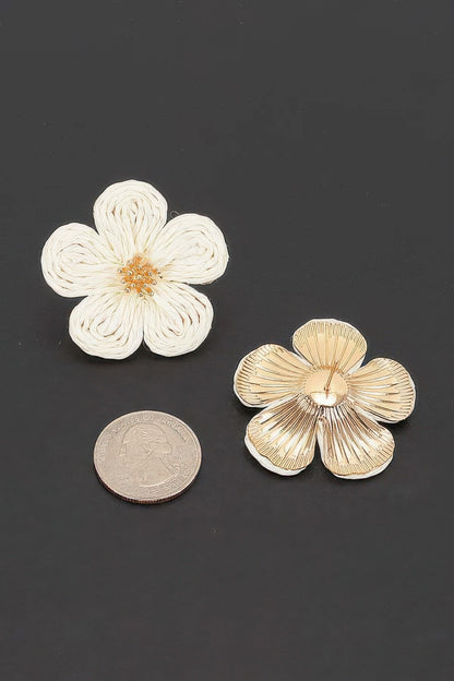 Woven Flower Stud Earrings