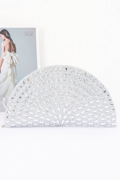 Rhinestone Half Moon Party Clutch