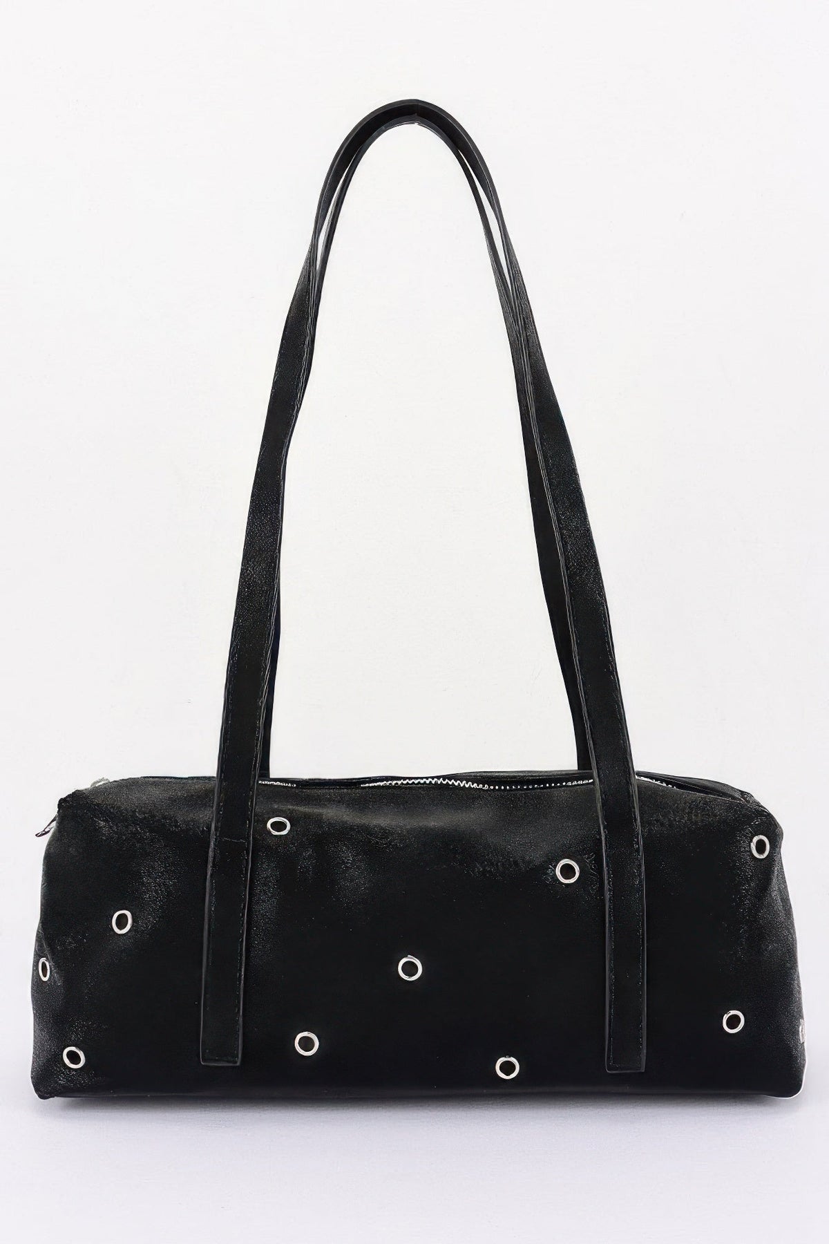 Vegan Leather Eyelet Studded Rectanglar Bag