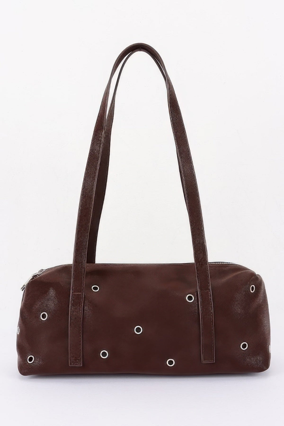 Vegan Leather Eyelet Studded Rectanglar Bag