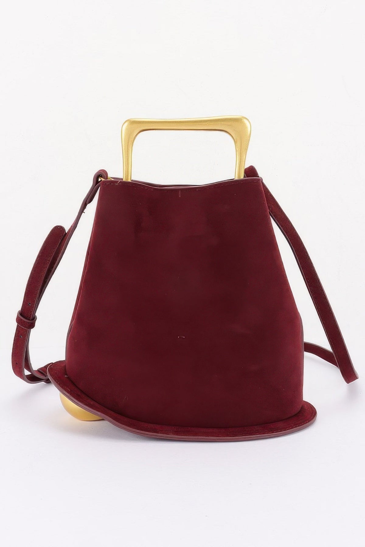 Faux Suede Metal Handle Bag