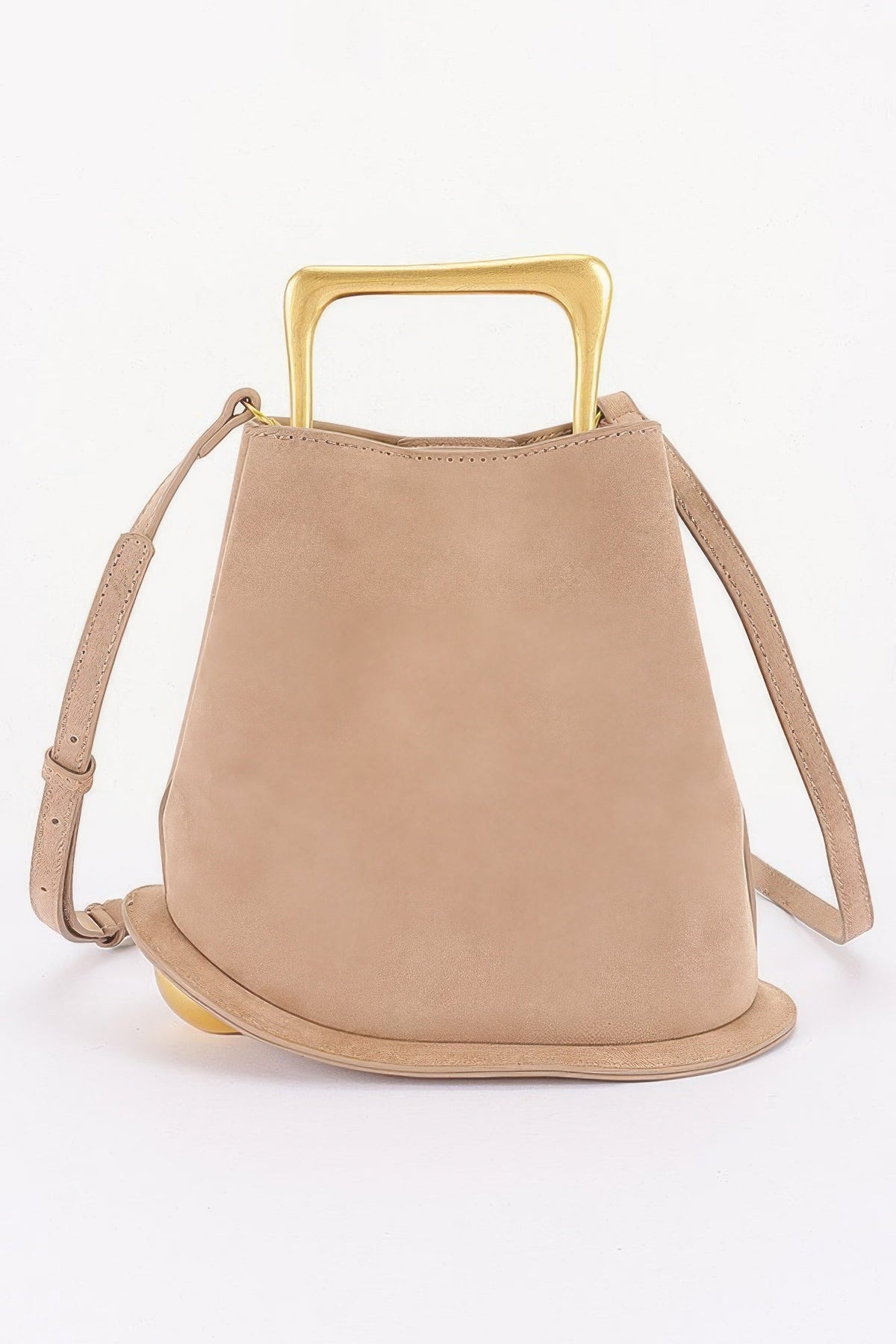 Faux Suede Metal Handle Bag