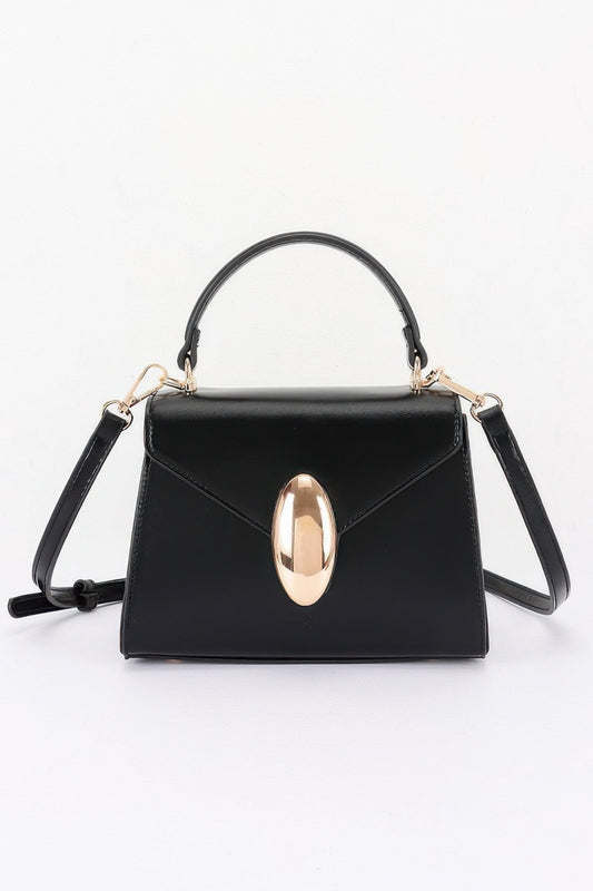 Vegan Leather Top Handle Flap Bag