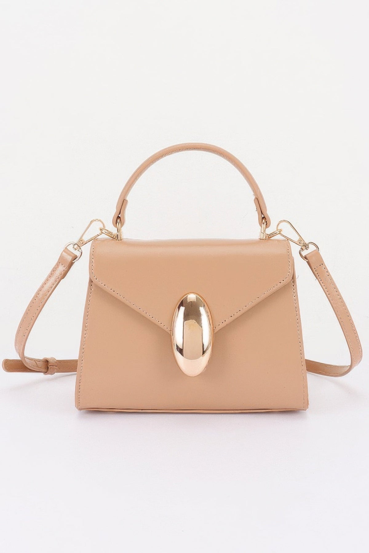 Vegan Leather Top Handle Flap Bag