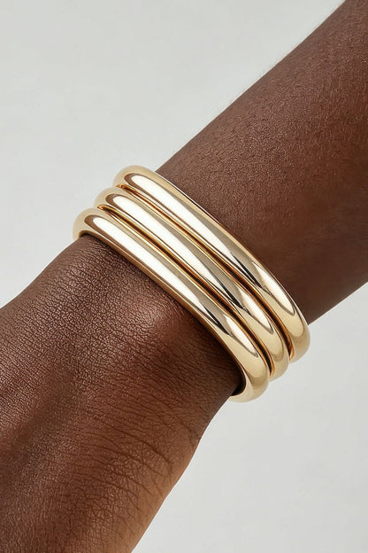 Triple Polished Cubic Cuff Bracelet