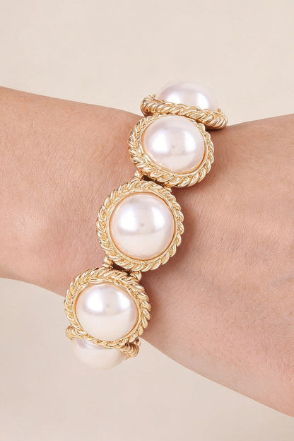 Weaved Pearl Stone Beaded Bracelet