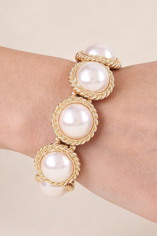 Weaved Pearl Stone Beaded Bracelet