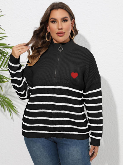 Zip-Up Striped Sweater