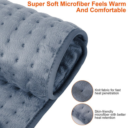 22.8x11.4” Electric Heating Pad for Shoulder Neck Back Spine Legs Feet Pain Relief w/ 9 Temperature Levels 4 Timer Modes