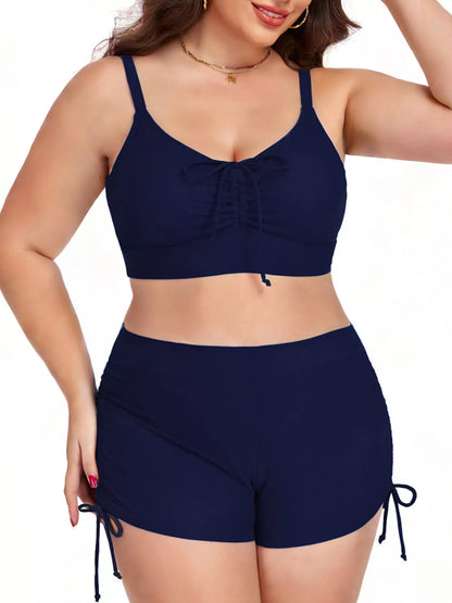 Ruched Drawstring Swim Set