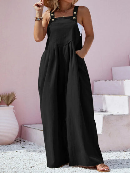 Square Neck Wide Leg Overalls