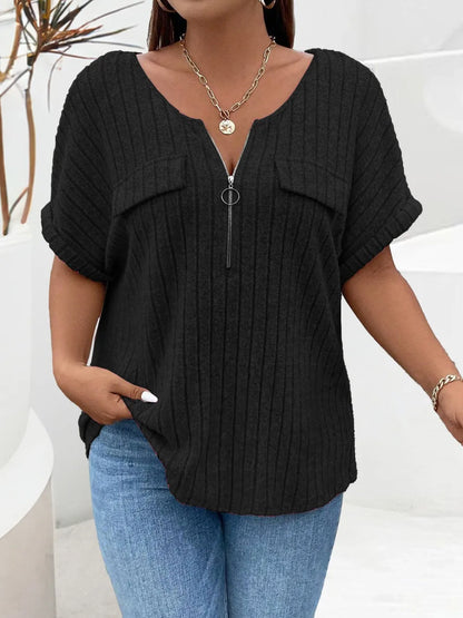 Half Zip Short Sleeve T-Shirt