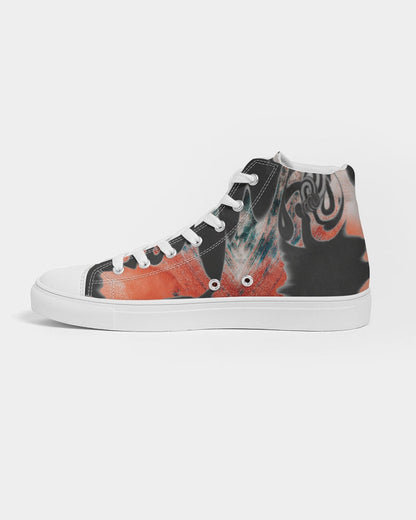 STREATWEAR GRUNGE RED AND BLACK CREATED FLIPSTYLEZ Women's Hightop Canvas Shoe