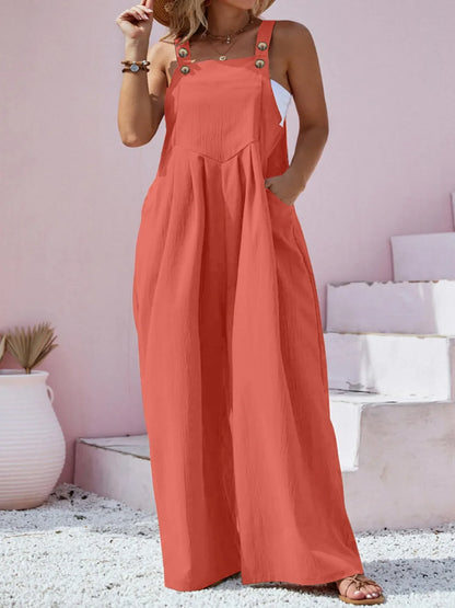 Square Neck Wide Leg Overalls