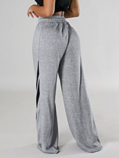 Striped Contrast Wide Leg Pants