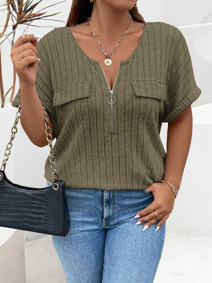 Half Zip Short Sleeve T-Shirt