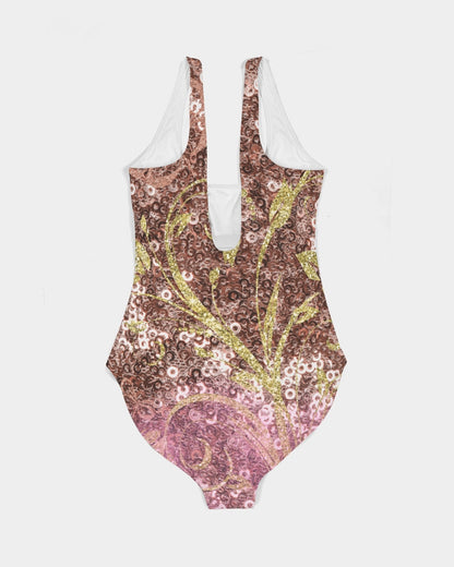 BEAUTIFUL PURPLE GITTER DESIGN CREATED BY FLIPSTYLEZ Women's One-Piece Swimsuit