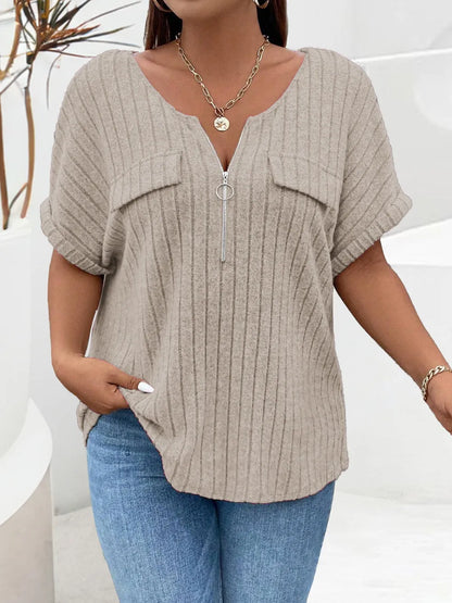 Half Zip Short Sleeve T-Shirt