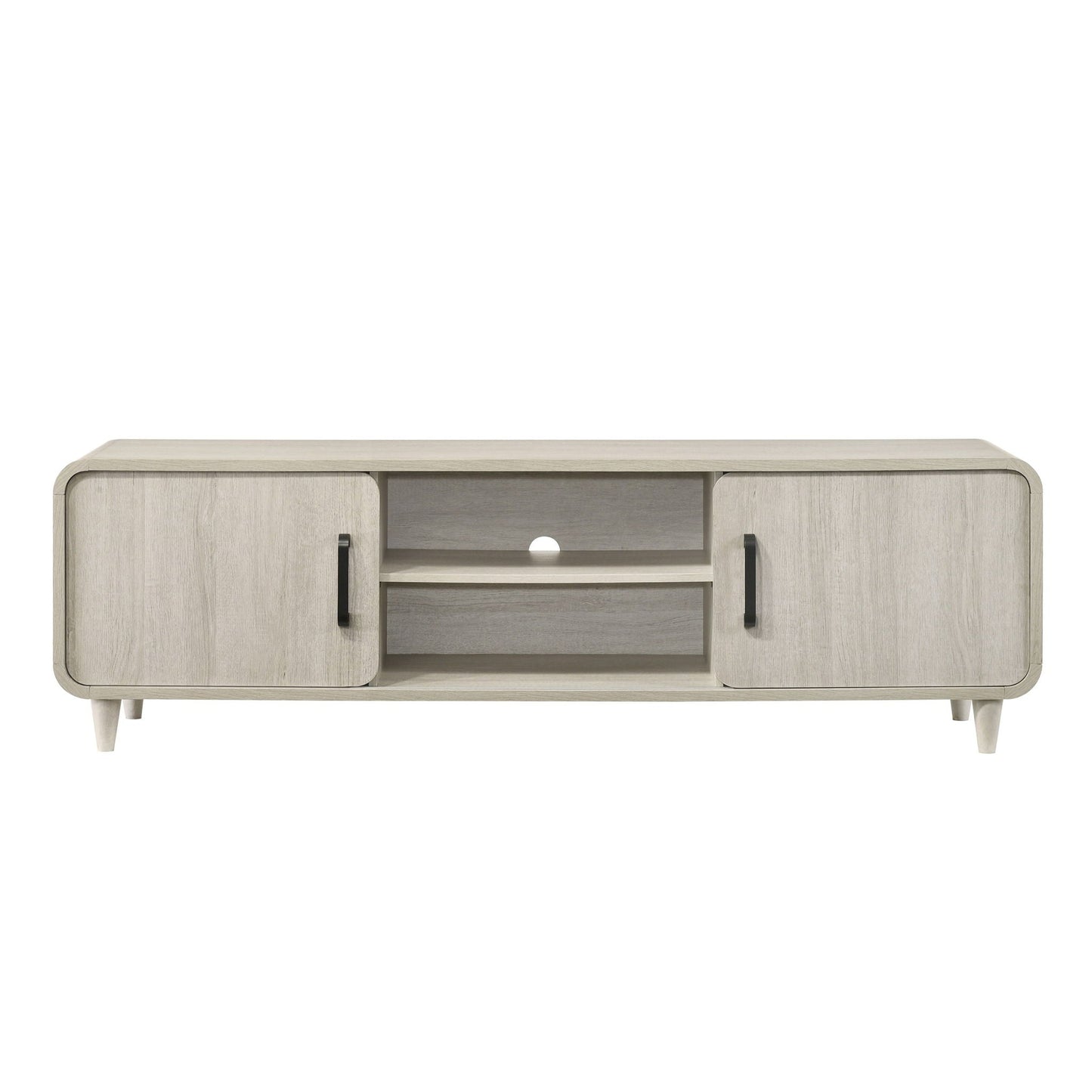 TV Stand With Sliding Doors And Handles, Living Room Furniture - Antique White
