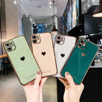 Protective Electroplated Love Heart iPhone Case